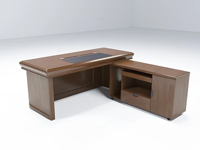 Wooden L Shaped Office Desk With Spacious Desktop And Storage Cabinet 3d model