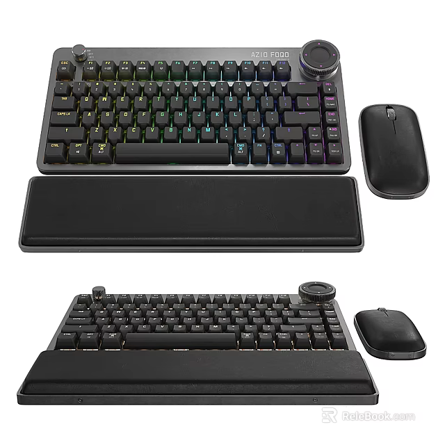 Ergonomic Mechanical Keyboard With RGB Backlight Mouse And Wrist Rest Set 3d model 
