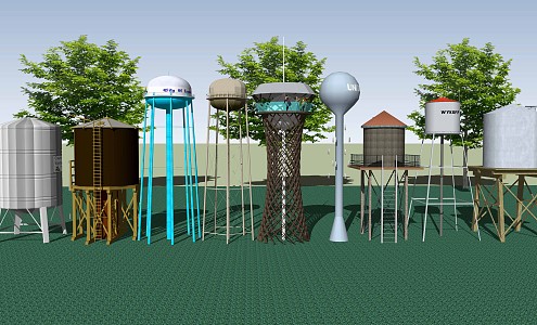 Modern Water Tower Water Tower Water Tank Water Tank High Tower 3d model