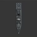 Modern Warship with Hull Number 12 Gray Exterior Radar Antenna and Sleek Design