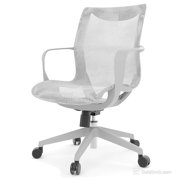 Modern Gray Office Chair With Mesh Back Armrests And Wheeled Base 3d model
