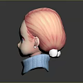 Game Movie Character With Pink Hair Purple Eyes And Blue Turtleneck Sweater