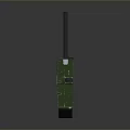 Green Industrial Device With Black Handle And Yellow Information Label
