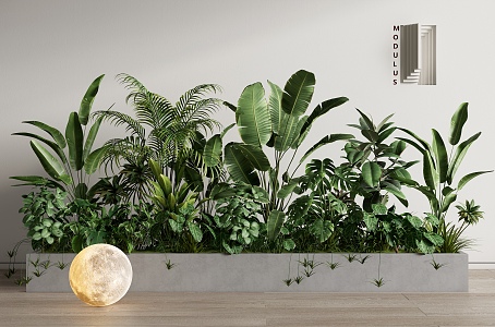 Green plant flower box plant combination plant potted plant pile flower pond flower bed moon lamp 3d model