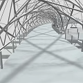 Modern Bridge Structure Design With Curved Metallic Framework And Support Structures 3d model
