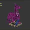 Detailed Bronze Winged Mythical Creature Sculpture Standing On Pedestal For Furniture Decor