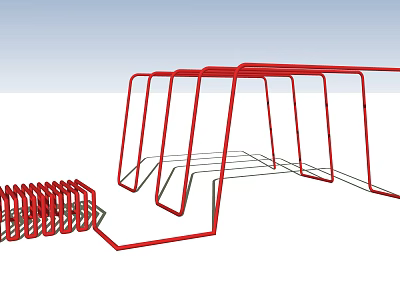 Red Frame Outdoor Sports Equipment With Climbing Arches And Spiral Structure For Fitness Training 3d model