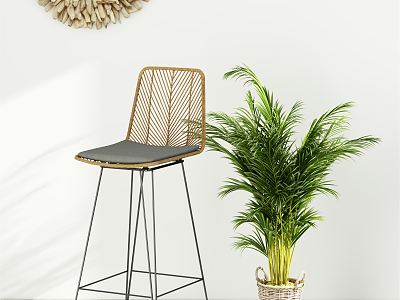 Modern Bar Chair Indonesian Rattan High Backrest Bar Chair model