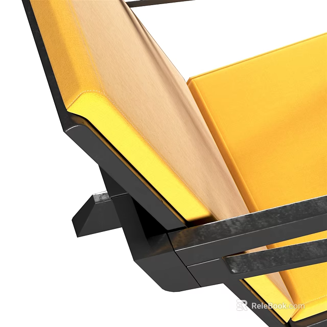 Stylish Leisure Chair With Yellow Cushion And Black Metal Frame Design Details 3d model 