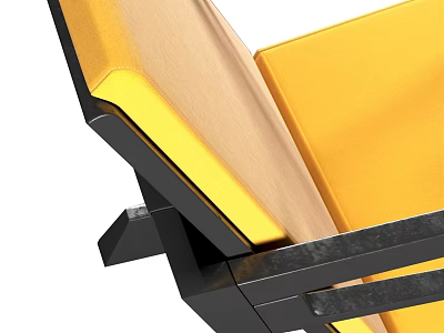 Stylish Leisure Chair With Yellow Cushion And Black Metal Frame Design Details 3d model