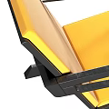 Stylish Leisure Chair With Yellow Cushion And Black Metal Frame Design Details