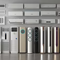 Collection of Various Air Conditioners and Fans Including Wall Mounted and Floor Standing Units
