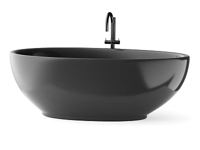 Sleek Black Bowl Shaped Wash Basin With Modern Faucet For Bathroom 3d model
