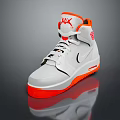 White And Orange High Top Sneakers With Red Upper Logo For Daily Casual Use