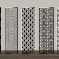 Elegant Metal Partition Screens With Intricate Patterns For Modern Interior Design 3d model