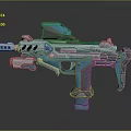 Advanced Futuristic Sci Fi Weapon With Blue Green And Silver Design Features