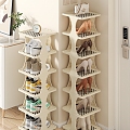 Cream Style Shoe Cabinet sneaker High Heels Folding Shoe Cabinet 3d model