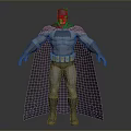 A Man In Batman Costume With Black Cape Gray Suit And Yellow Utility Belt
