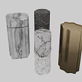 Modern Decorative Containers With White Gray Marble And Gold Metal Textured Design