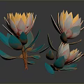 Vibrant Decorative Plant Featuring Orange Petals And Blue Leaves Design