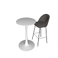 Modern White Round Bar Table With Two Grey Diamond Pattern Bar Stools 3d model