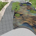 Modern square step landscape curve overlapping water feature sinking square water tree pool planting pool demonstration area step water feature landscape 3d model