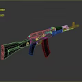 Assault Rifle Weapon Design With Black Stock Silver Barrel And Magazine