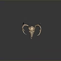 Natural Deer Skull With Large Antlers Displayed On Dark Background 3d model