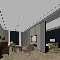 Modern Hotel Guest Room Interior With Comfortable Sofa Coffee Table TV Bed And Large Windows