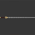 Ornate Decorative Sword With Red Hilt Golden Accents And Silver Blade