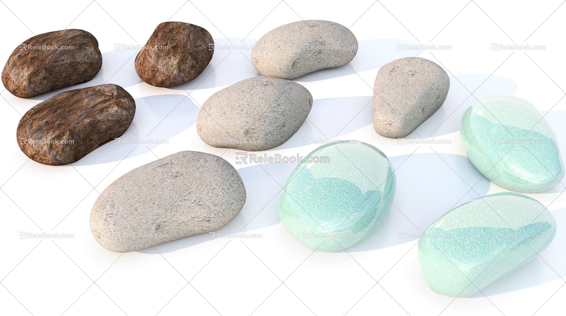 Pebbles decorative stone 3d model