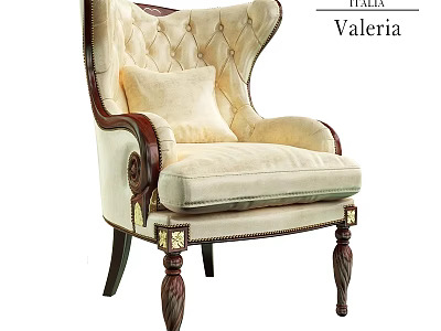 Elegant Classic Accent Chair With High Back Padded Seat Wooden Armrests And Carved Details 3d model