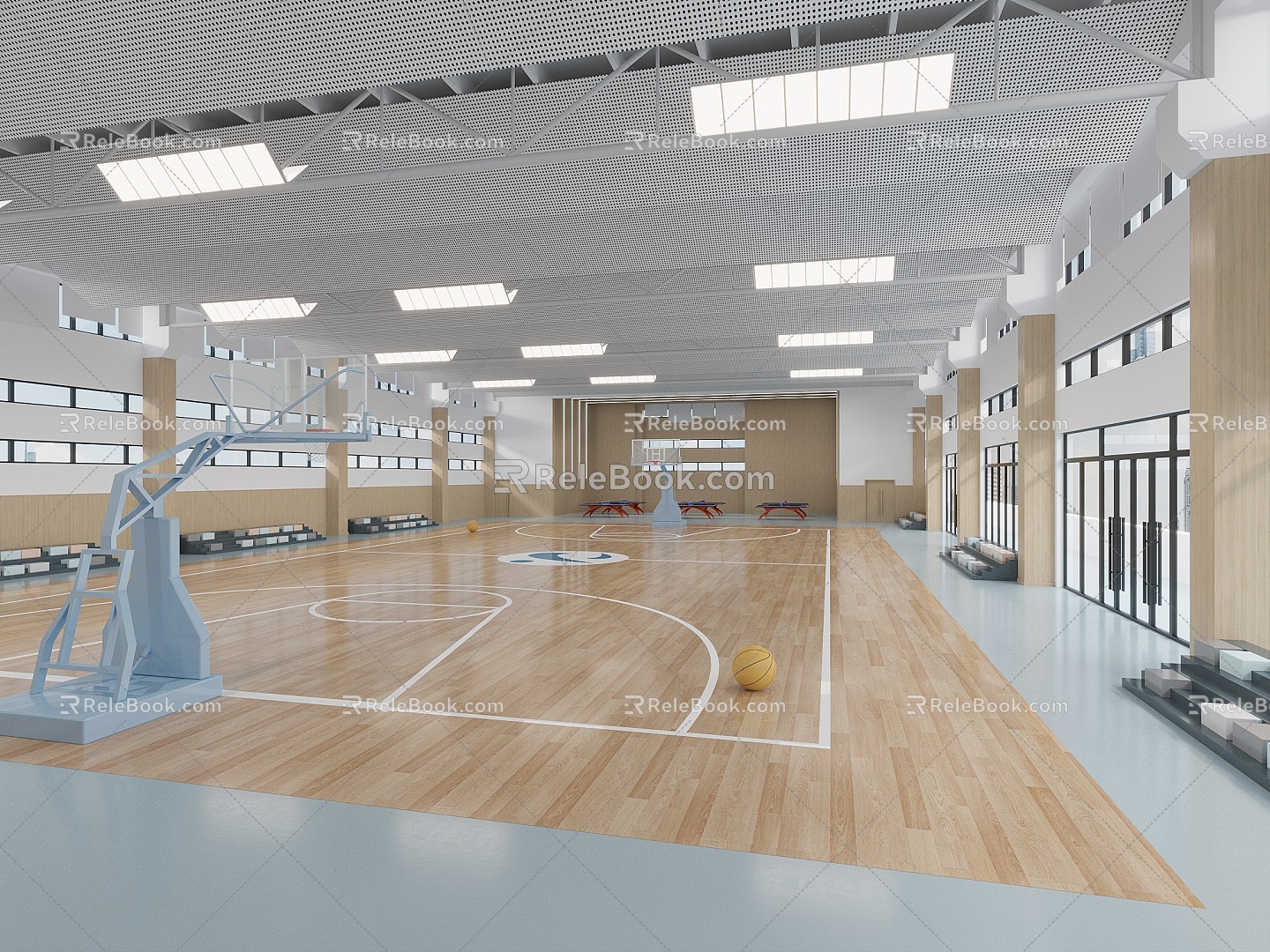 Modern Basketball Hall Indoor Basketball Court 3d model