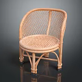 Rattan Leisure Chair with Woven Backrest Seat and Curved Armrest Design