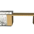 Modern Combination Furniture With Marble Top Cabinet And Wooden Long Table