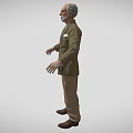 Elderly Man Wearing Brown Suit With Beard Eyeglasses And Pockets 3d model