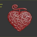 Artistic Silver Heart Shaped Sculpture With Intricate Swirl Carving And Top Curl Design