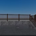 Outdoor Railing Design With Ocean View Blue Sky White Clouds And Stone Steps