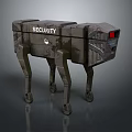 Security Robot As Mechanical Quadruped With Metallic Body And Red Light 3d model