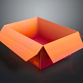 Open Orange Cardboard Box With Folded Flaps On Dark Background Shiny Surface And Empty Interior