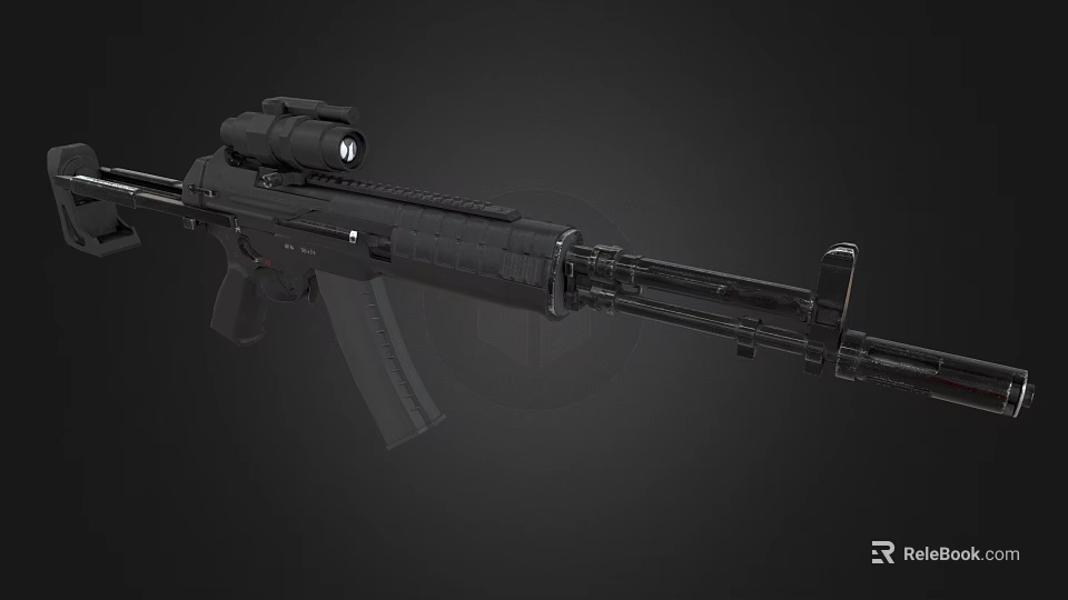 Modern Black Military Rifle With Tactical Scope And Advanced Design Features 3d model 