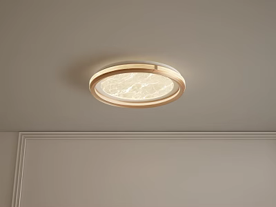 Modern Round Ceiling Light With Marble Pattern Gold Frame And Soft Glow 3d model