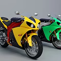 Yellow And Green Sport Motorcycles With Sleek Design And Modern Features