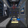Modern KTV Interior Design With Luxury Sofa TV Screen And Decorative Lighting