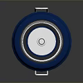 Blue Metal Cylindrical Bucket With Orange Trim Round Lid And Handle