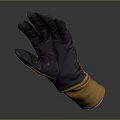 Black and Brown Leather Work Glove With Protective Design And Wrist Cuff