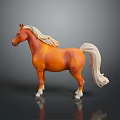 Realistic Horse Model Figure With Orange White Coat And Flowing Mane Tail On Black Background