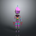 Vibrant Biomechanical Character With Purple Head And Colorful Segmented Body Design