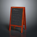 Sturdy Wooden Menu Chalkboard With Red Frame Stand And Written Text