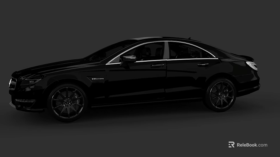 Black Sporty Sedan With Sleek Side Profile And Glossy Alloy Wheels Design 3d model 
